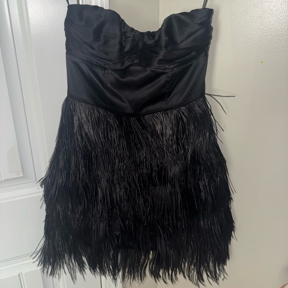 Vintage Express Black Strapless Ostrich Feathered Dress - Picture 1 of 4